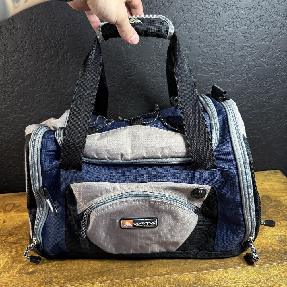 Ozark Trail Ripstop Duffel Navy Grey Nylon Travel Gym Bag Medium‎ Unisex